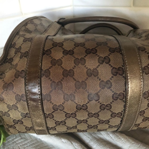 🔥GUCCI🔥STUNNING Authentic vintage large Jackie canvas print and lambskin - Picture 5 of 17